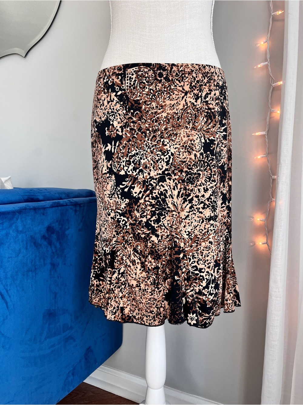 brown floral y2k tuscan mom core skirt size medium